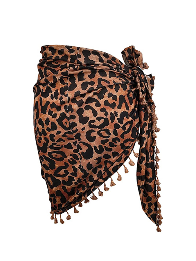 Leopard Print One Piece Swimsuit And Cover up