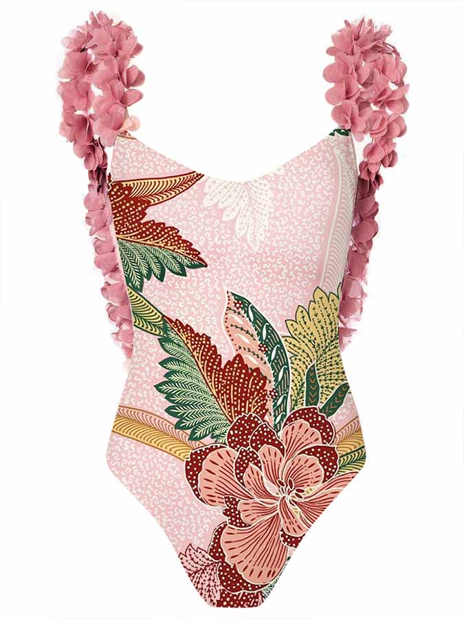 Floral Colorblock Print One-Piece Swimsuit