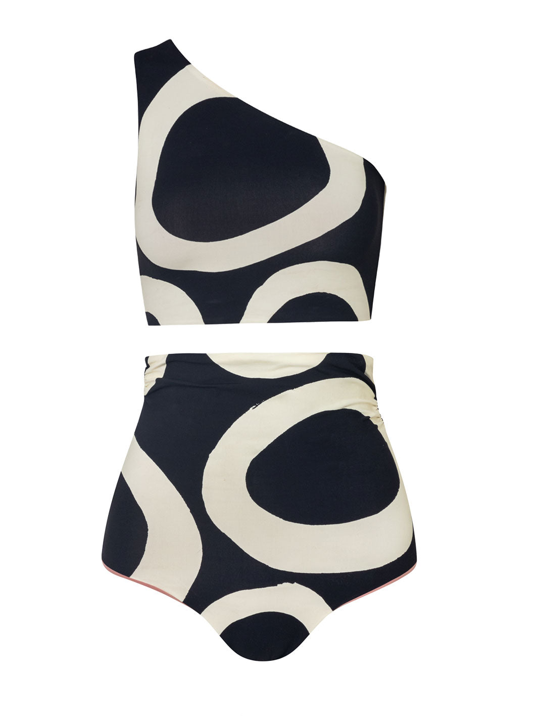 One Shoulder Print Split Swimsuit