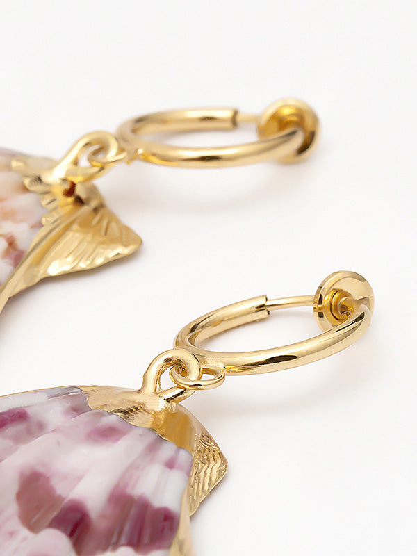 Creative Geometric Scallop Shell Pendant Earrings