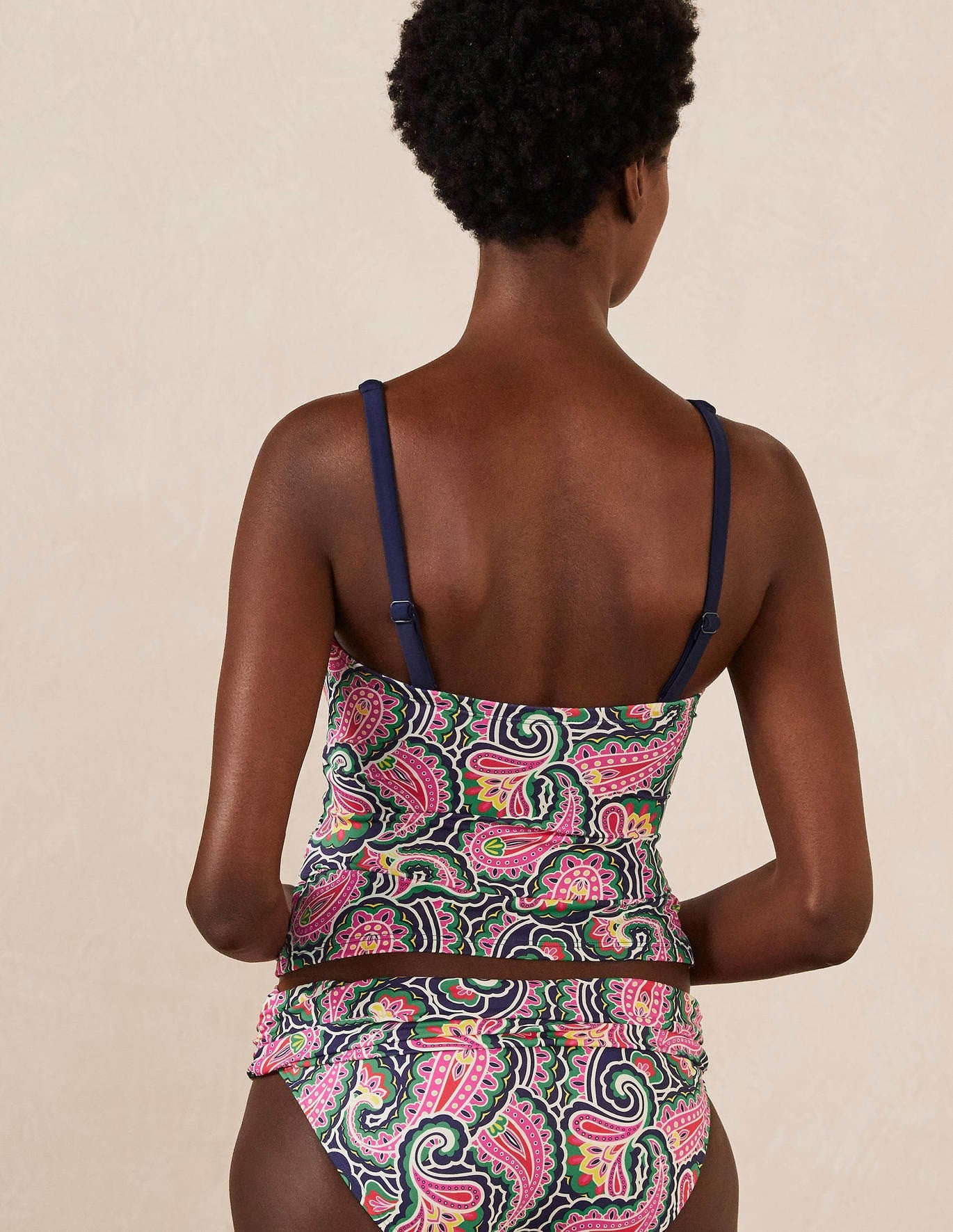 Deep V Ethnic Print Split Swimsuit