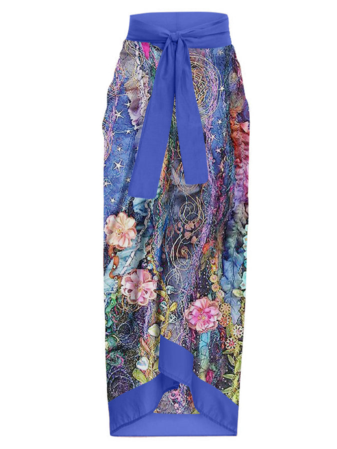 Fashion Floral Print One-Piece Swimsuit Set