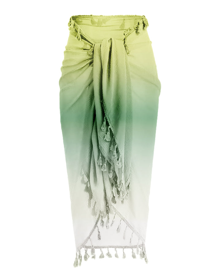 Fashion Colorblock Gradient Print Fringe One Piece Swimsuit Set