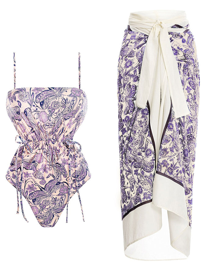 Fashion Print One Piece Swimsuit and Cover Up