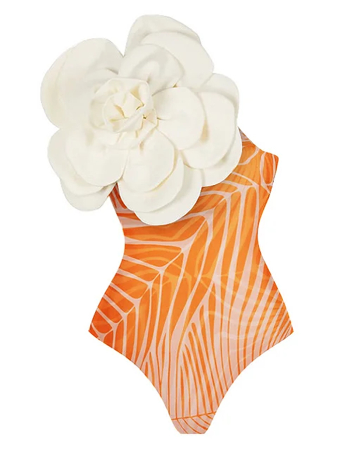 Stripe Print One Piece Swimsuits and Cover Up