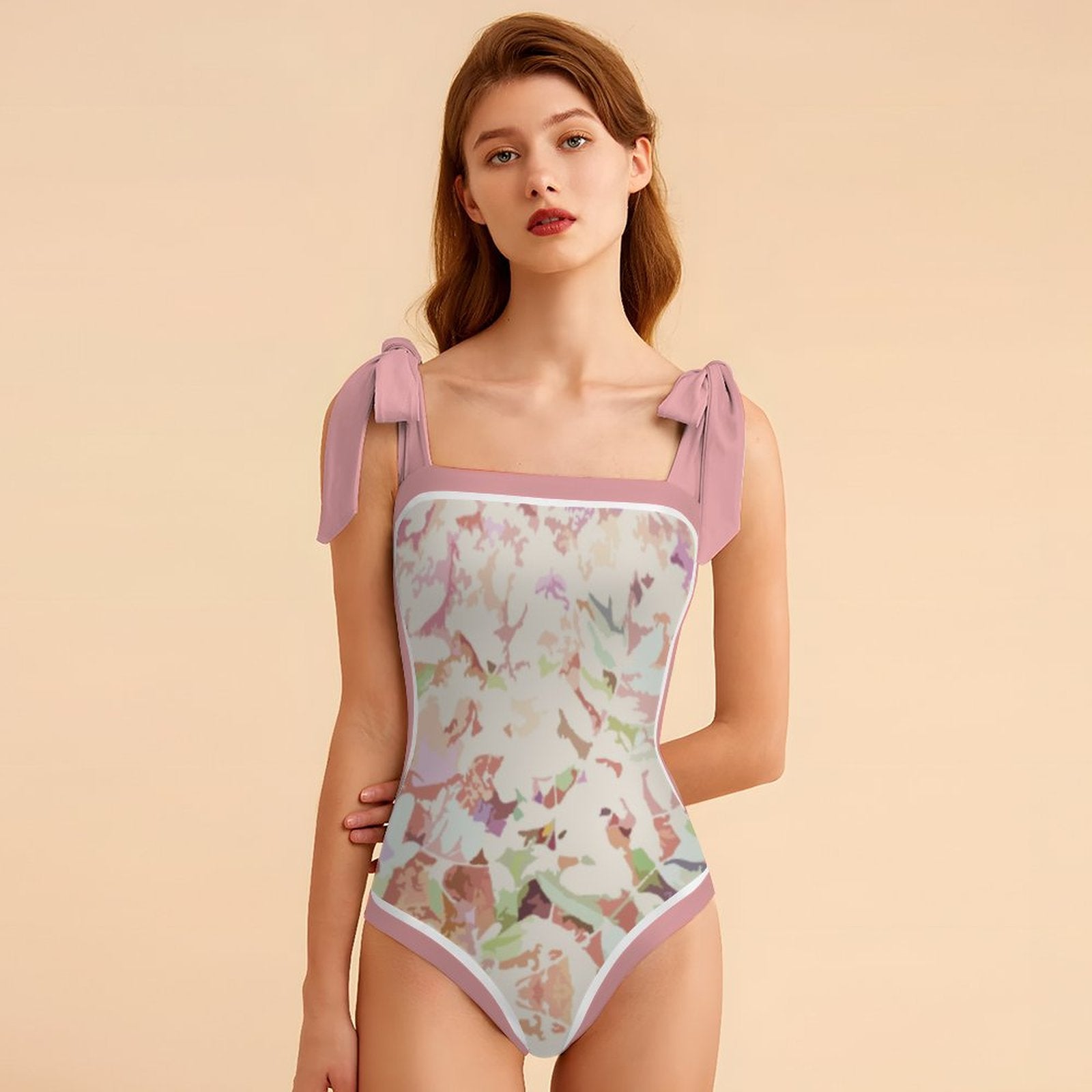 Fashion Printed One Piece Swimsuit And Cover Up 2305104419