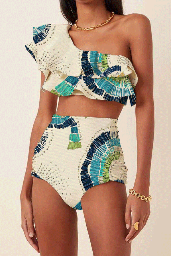 One-Shoulder Ruffled Bikini