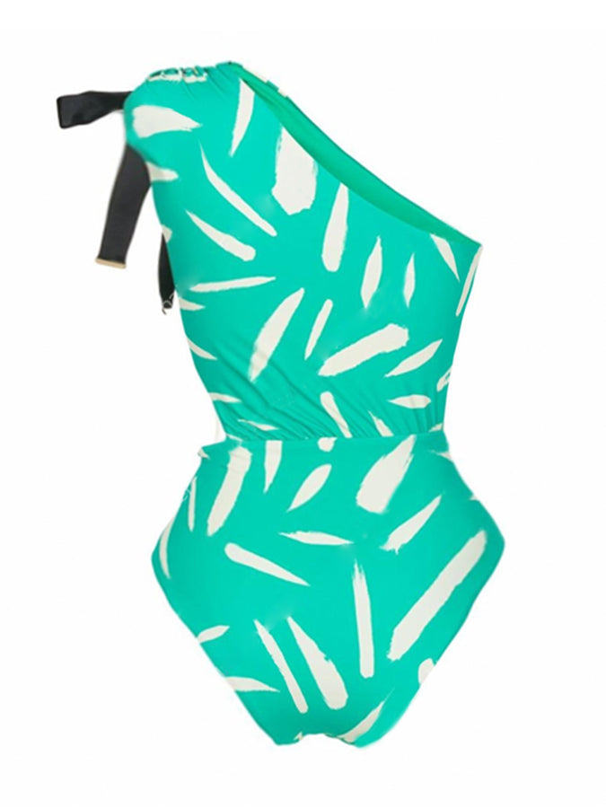 Fashion One Shoulder Print One Piece Swimsuit and Cover Up