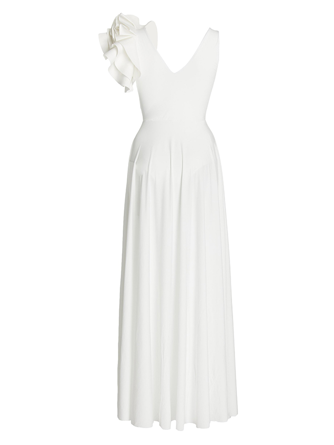 Solid Color Ruffle Cut Fashion Beach Dress