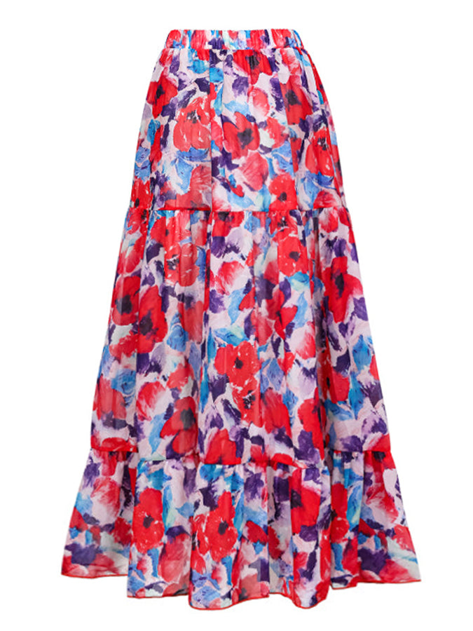 Fashion Flower Design Solid Color Beach One Piece Swimsuit