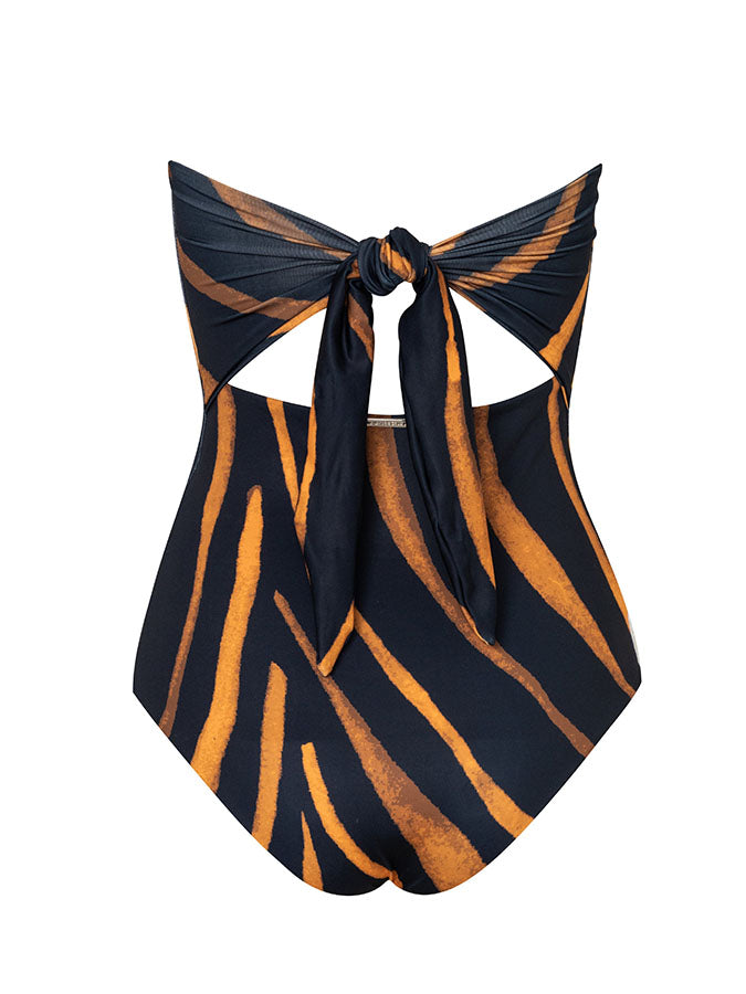 Vintage Geometric Print Swimsuit Set