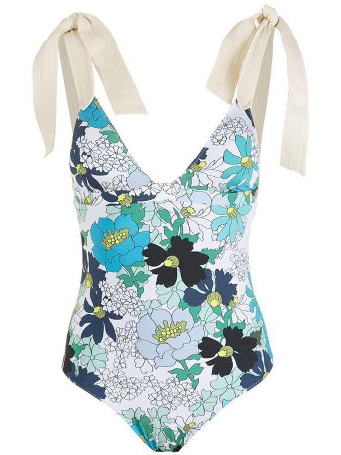 Floral Print One Piece Swimsuit and Cover Up