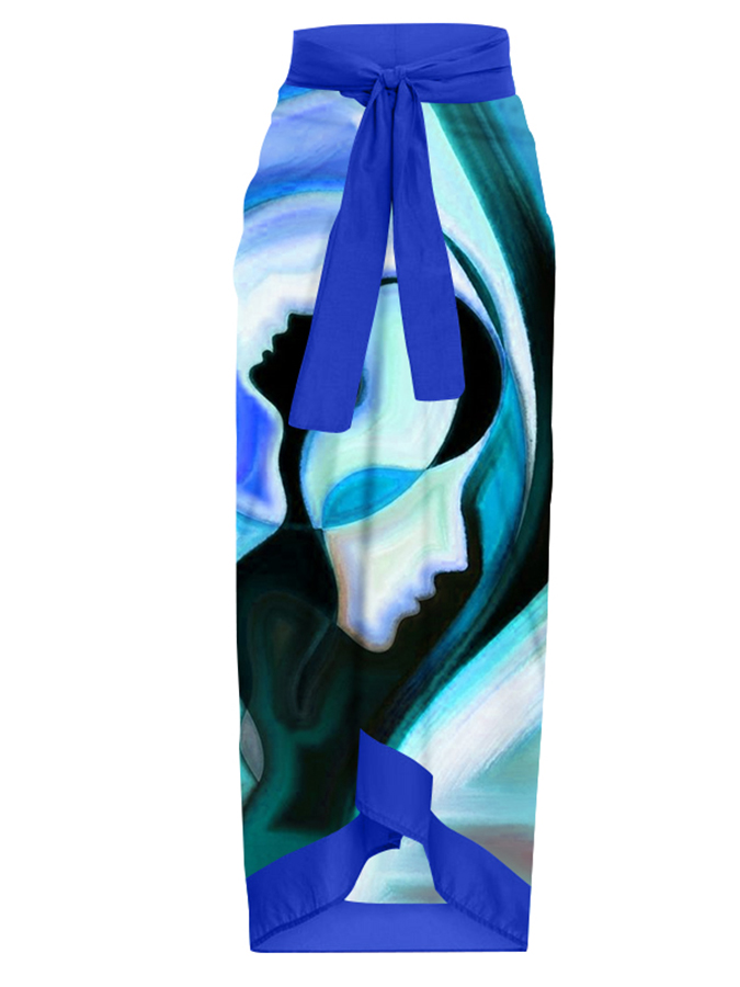 Fashion Vintage Abstract Print One Piece Swimsuit Set