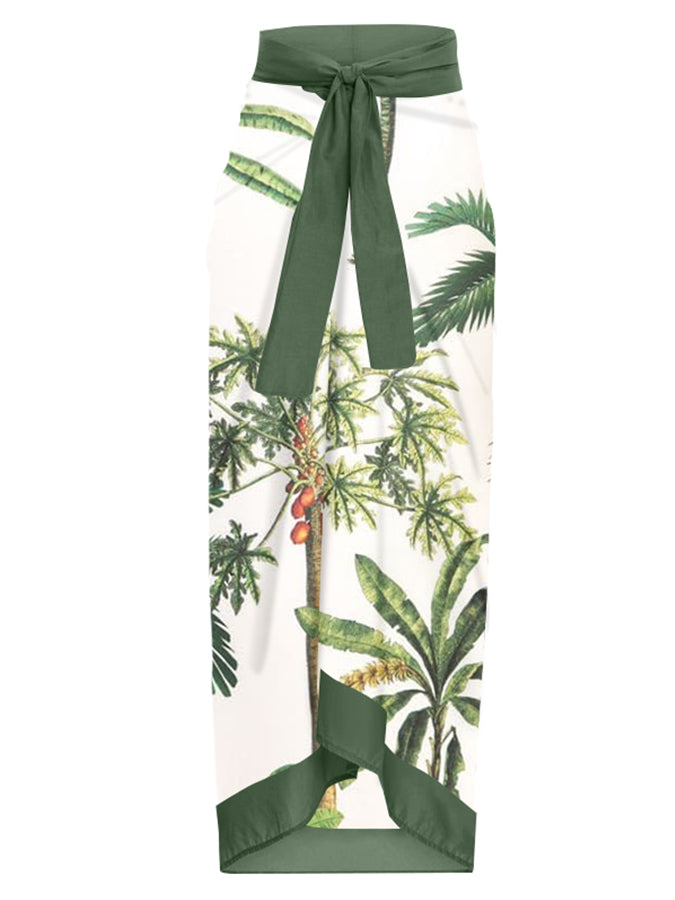 Vintage Print Ruffle Beach Swimsuit Set