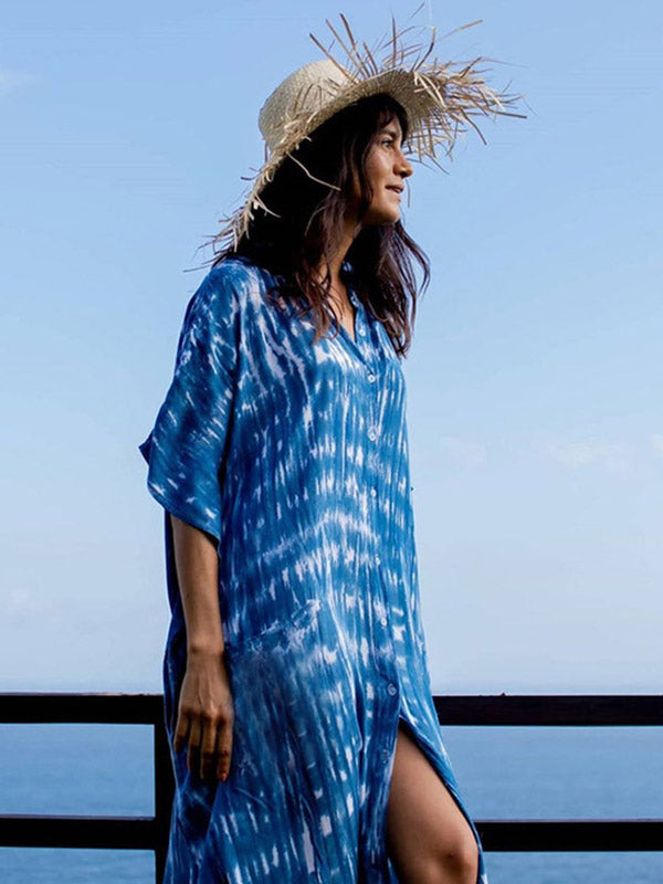 Cardigan Loose Pocket Floral Vacation Beach Cover-Up Swimwear