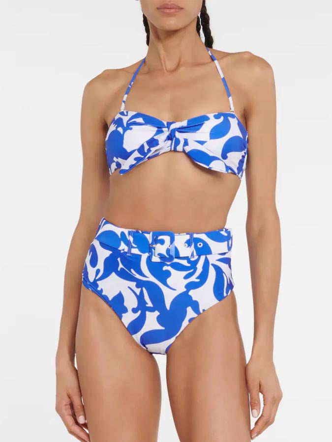 Blue Printed Swimsuit Set and Coverup
