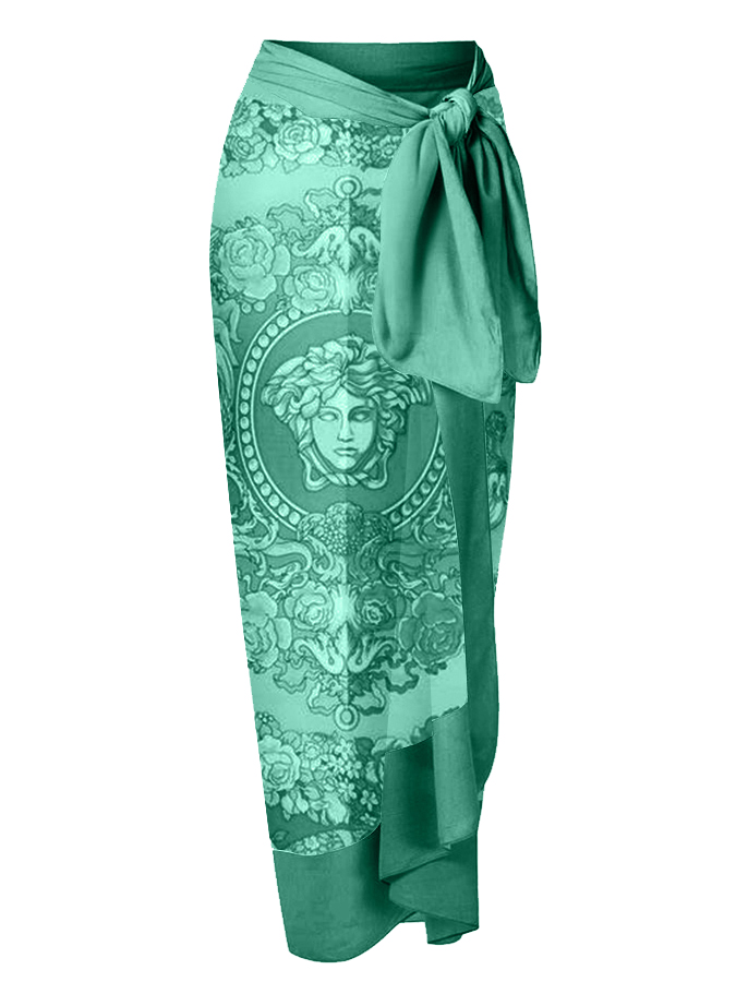 Panel Print Lace Up One Piece Swimsuit