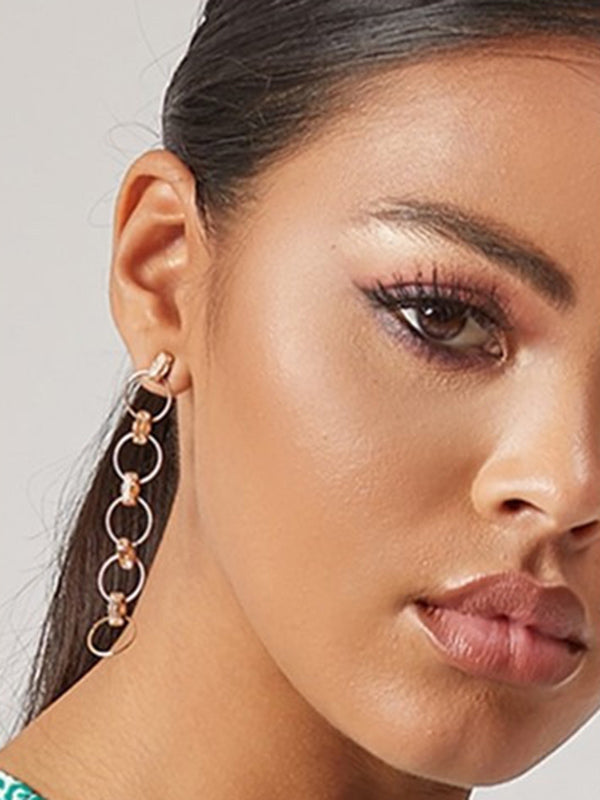 Fashion All-Match Multi-Element Generous Buckle Beaded Earrings