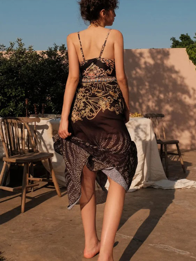 Ruffle Printed One Piece Swimsuit and Cover Up