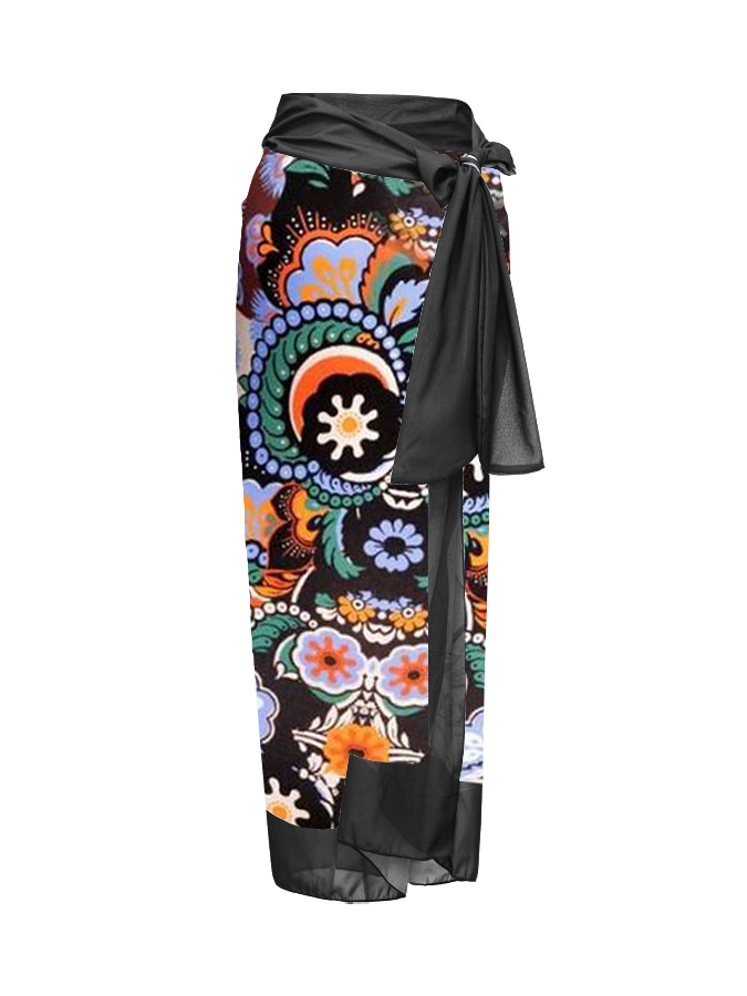 Vintage Ethnic Print One Piece Swimsuit And Cover Up