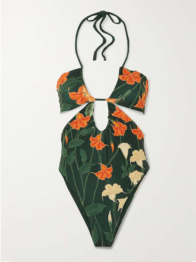 Vintage Floral One-Piece Swimsuit and Cover-up