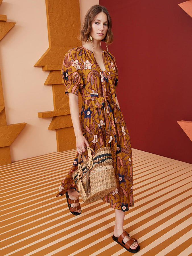 Printed Bikini And Short-sleeve Dress