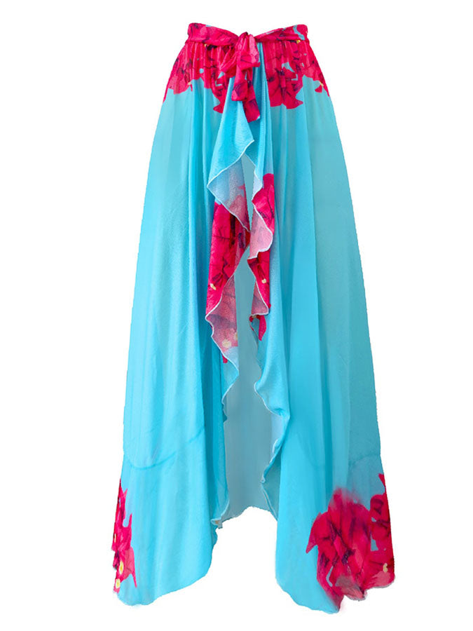 Fashion Floral Print Ruffle Colorblock One-Piece Swimsuit