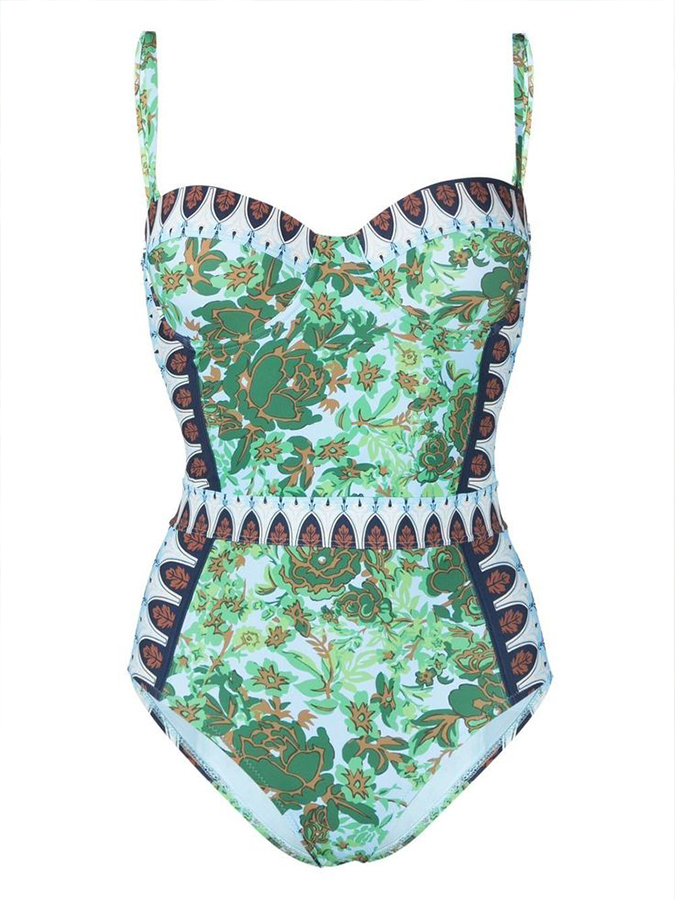 Fashion Print Stitching One-Piece Swimsuit