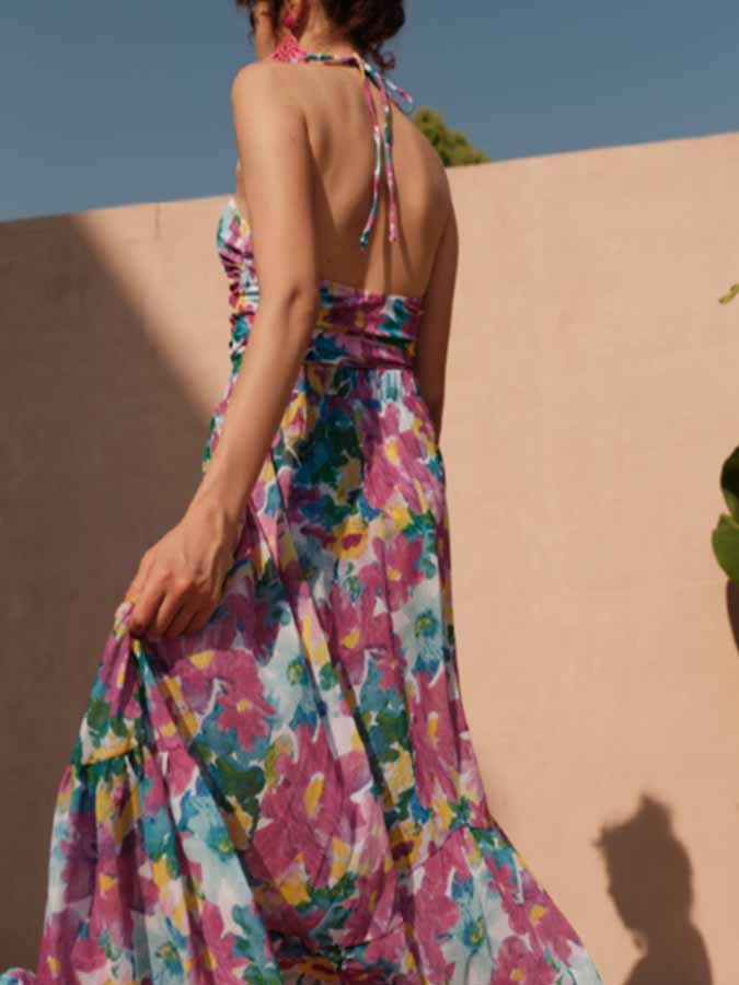 Printed Cutouts Tie One Piece Swimsuit and Skirt