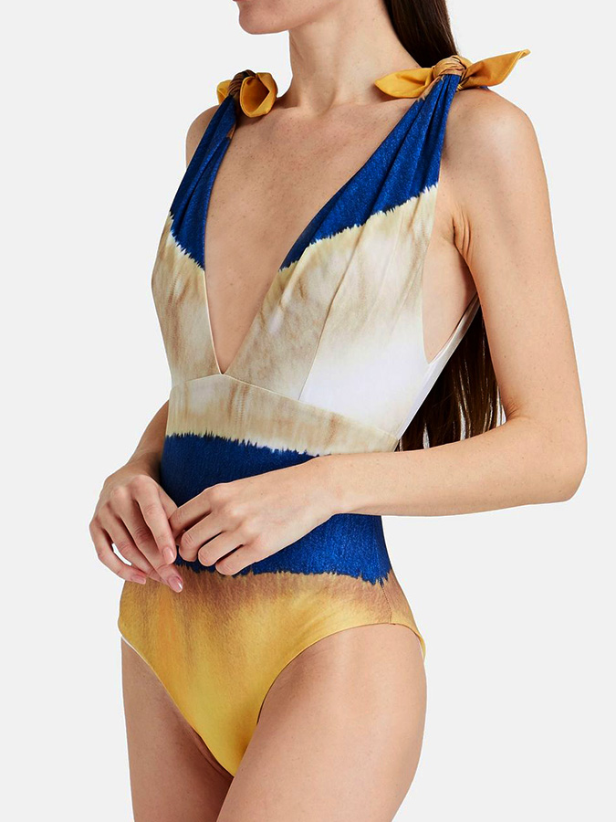 Ombre Print One Piece Swimsuit and Cover up
