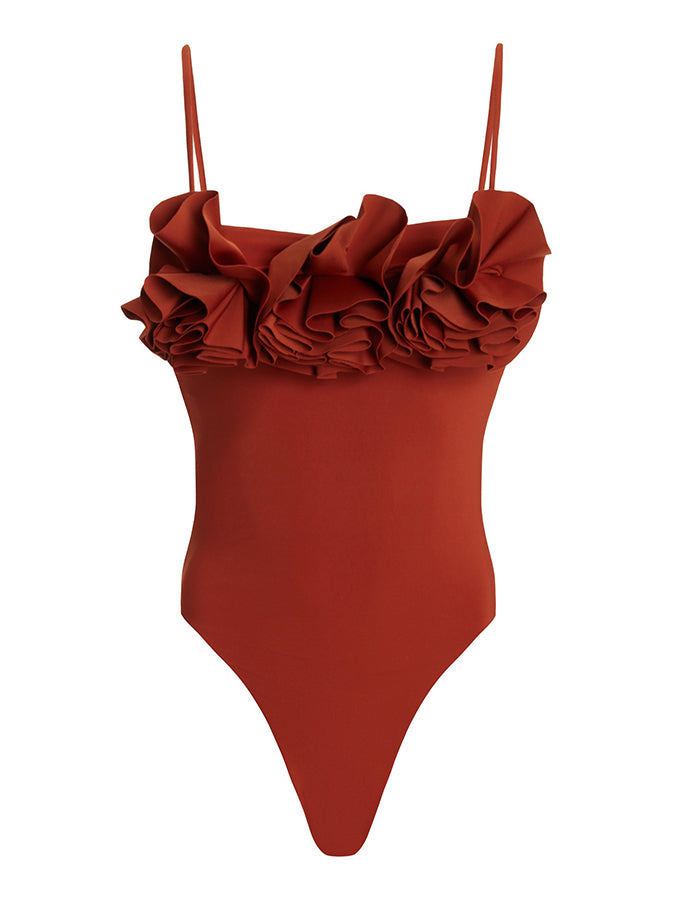 Solid Color 3D Flower One Piece Swimsuit