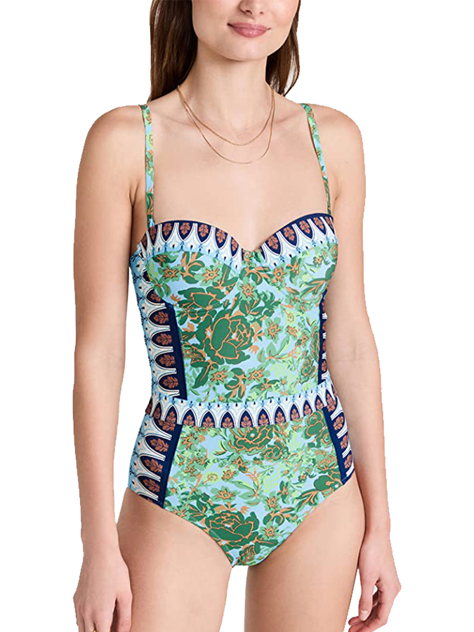 Fashion Print Stitching One-Piece Swimsuit