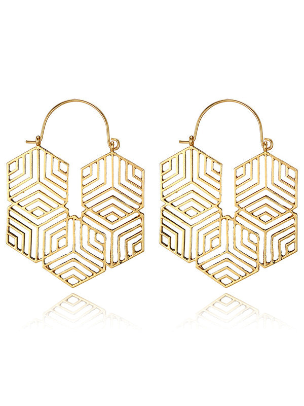 Fashionable Simple Hollow Irregular Geometric Rhombus Alloy Earrings