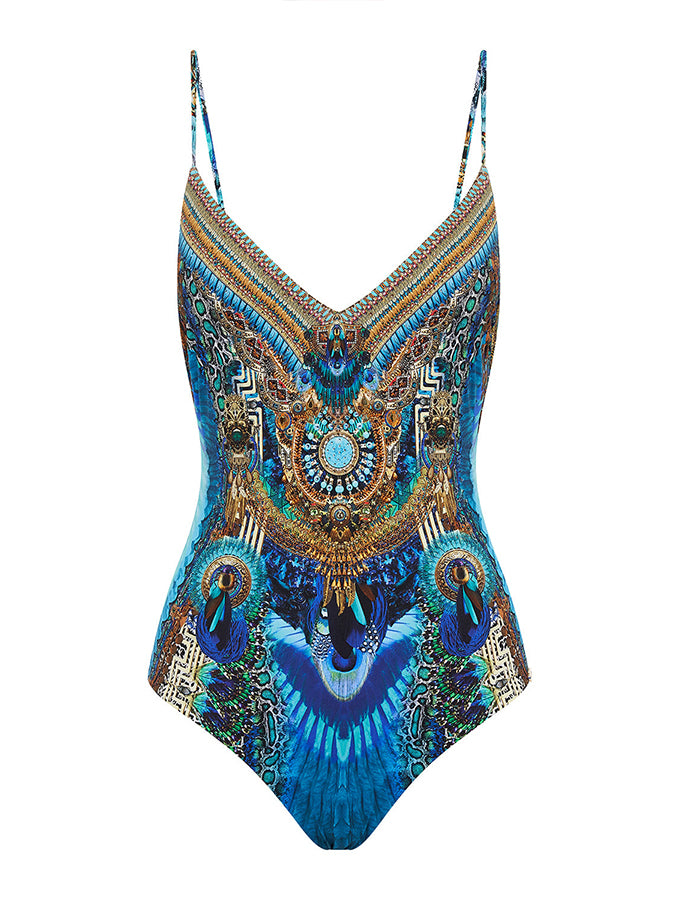 Printed Backless Fashion One Piece Swimsuit