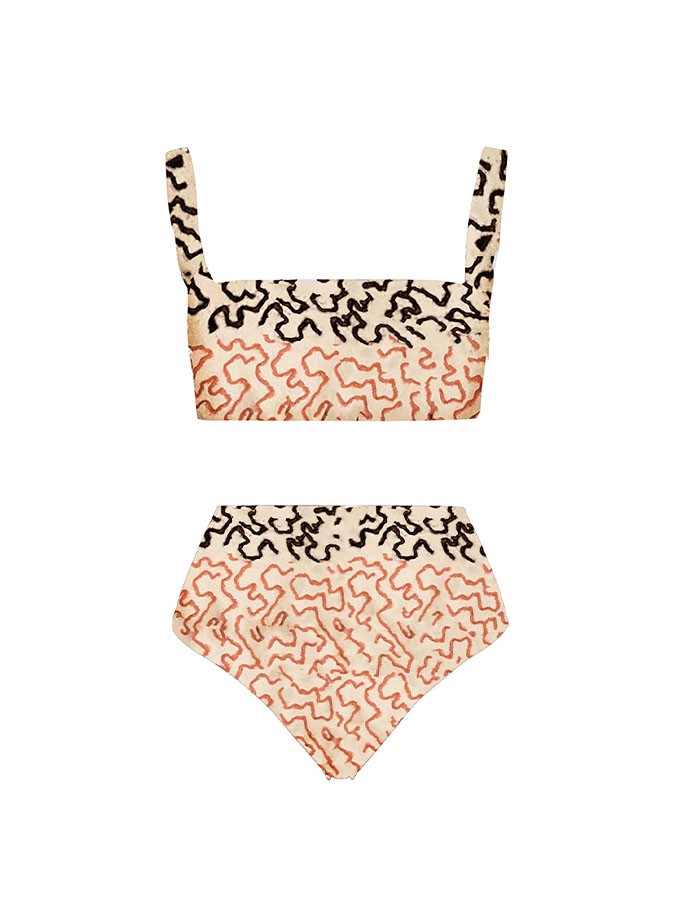 Irregular Print Bikini and Skirt
