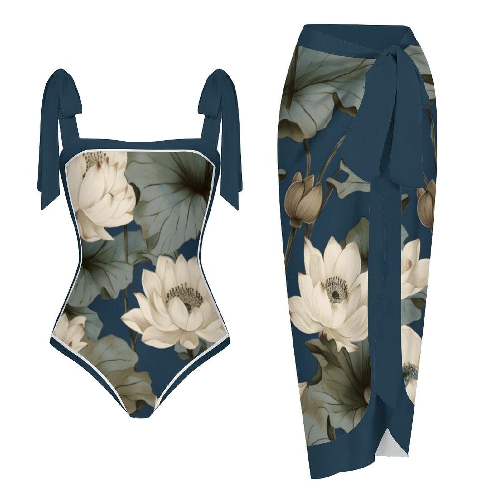 Fashion Printed One Piece Swimsuit And Cover Up 2305104416