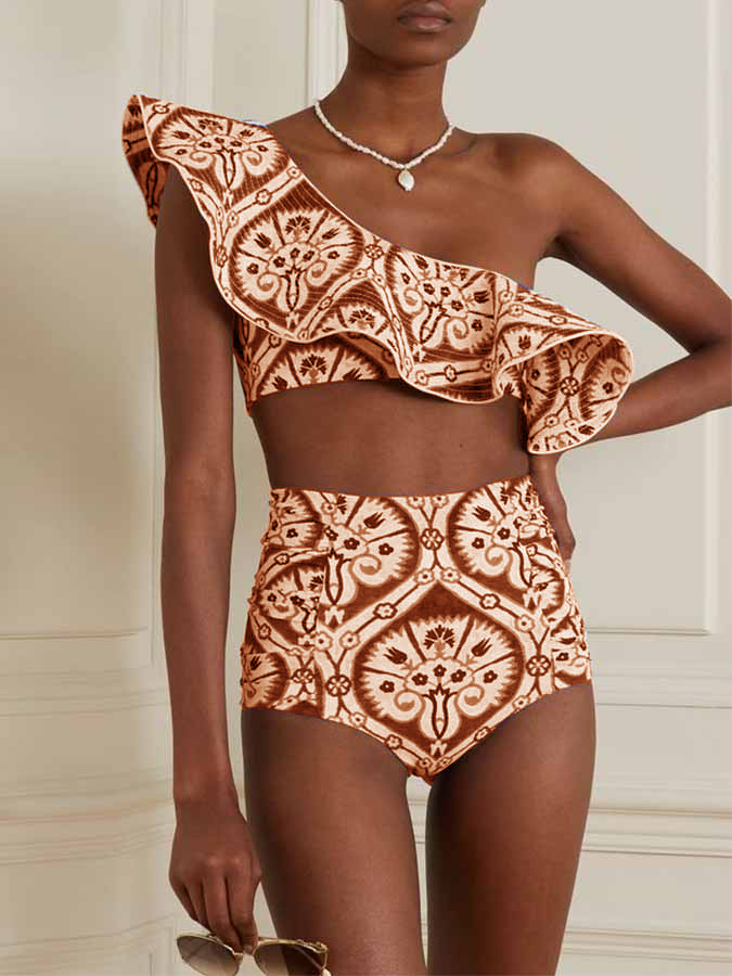 Fashion Ruched Printed Bikini