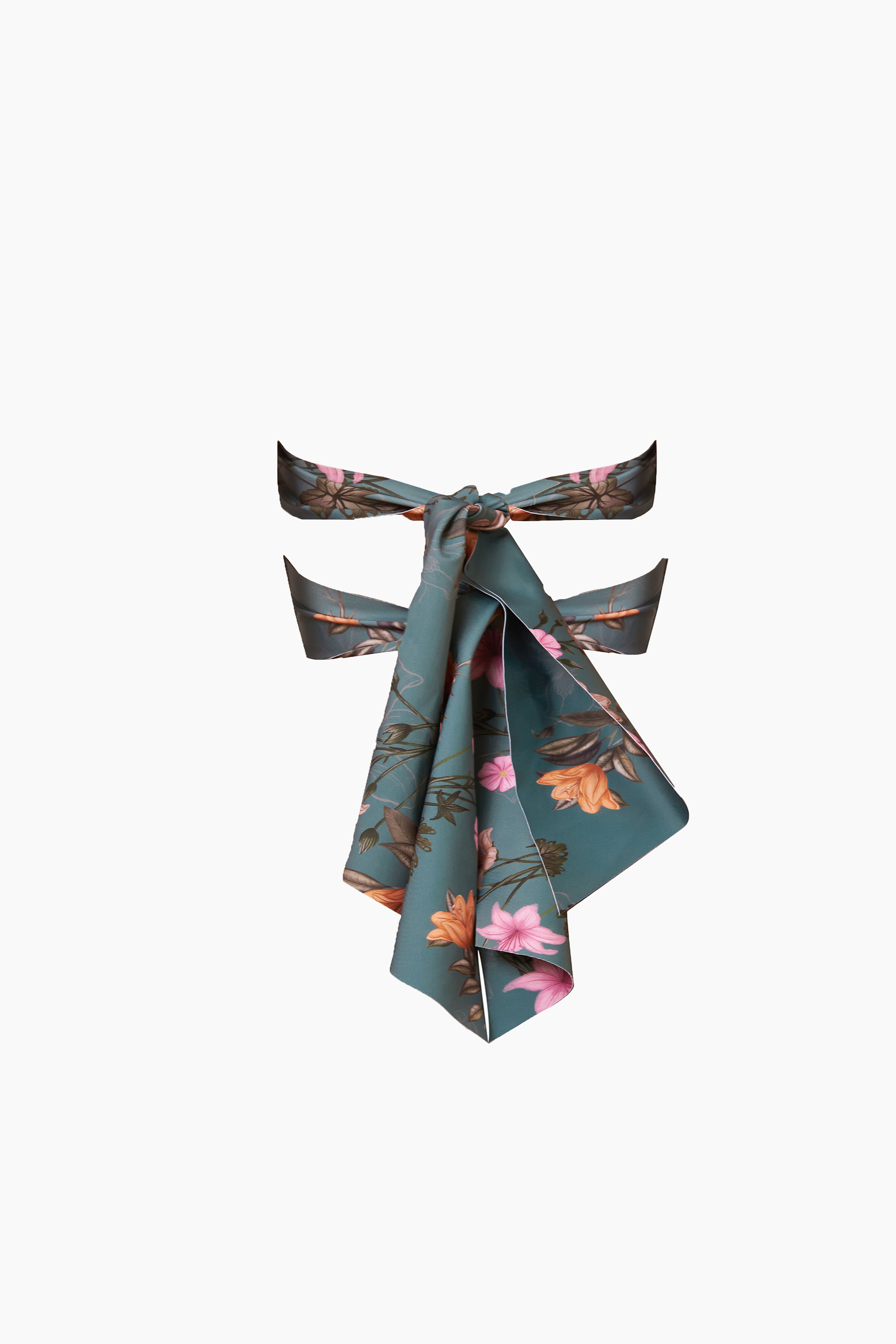 Ruffled Floral Print Split Swimsuit