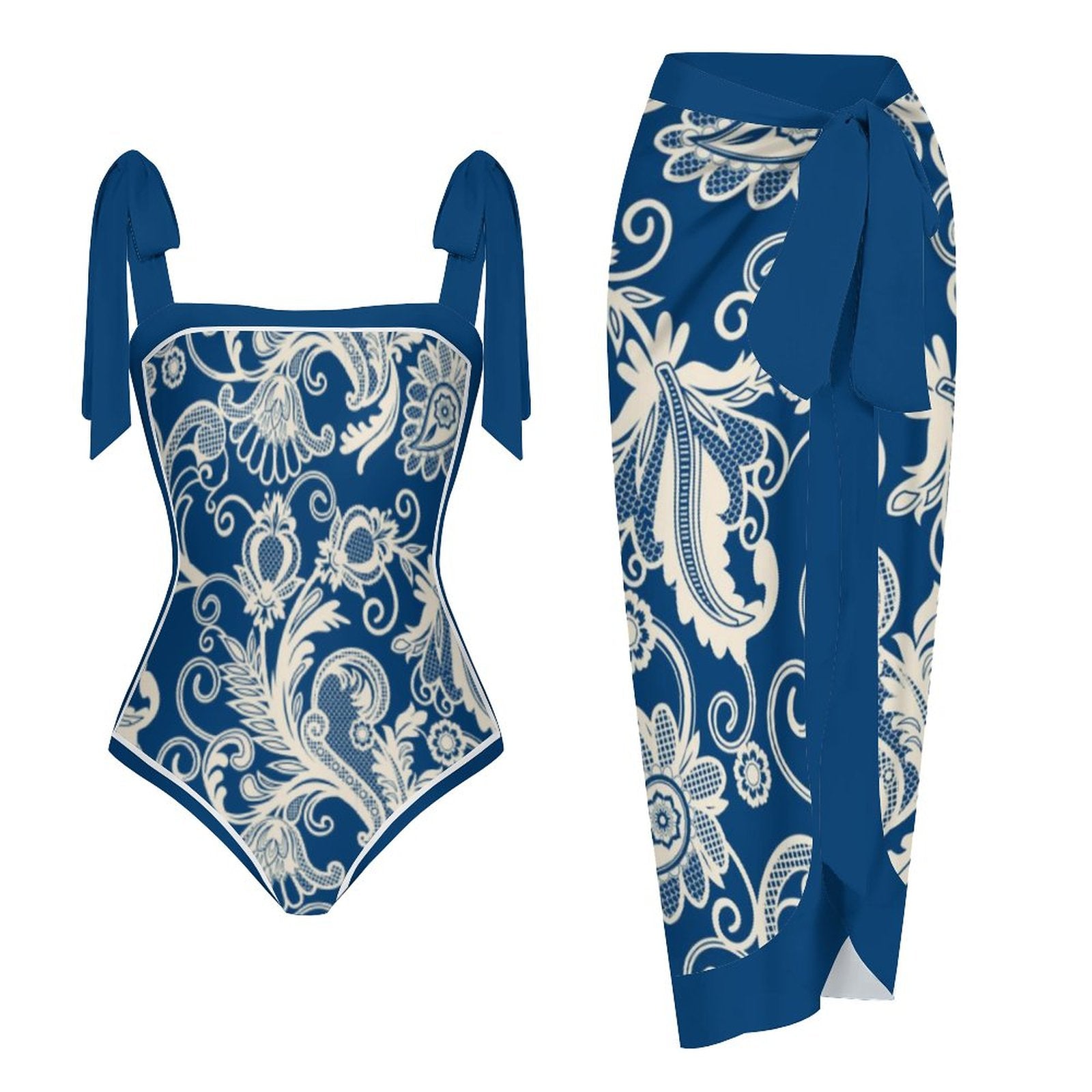 Fashion Printed One Piece Swimsuit And Cover Up 2305104538