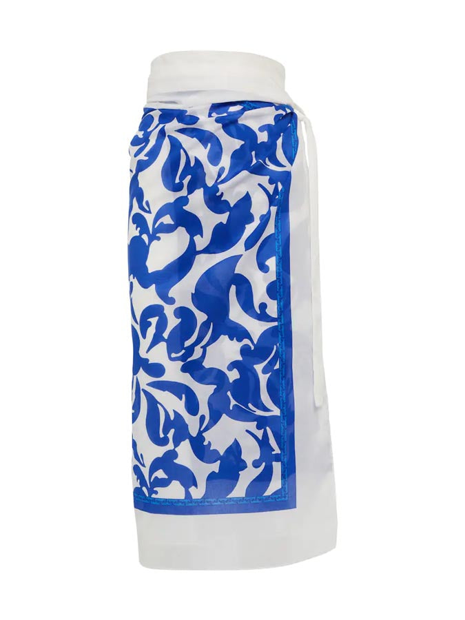 Blue Printed Swimsuit Set and Coverup