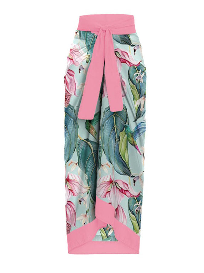 Fashion Colorblock Print Beach Bikini and Cover Up