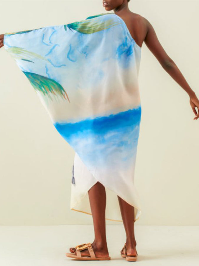 Fashion One Shoulder Beach Vacation Large Dress