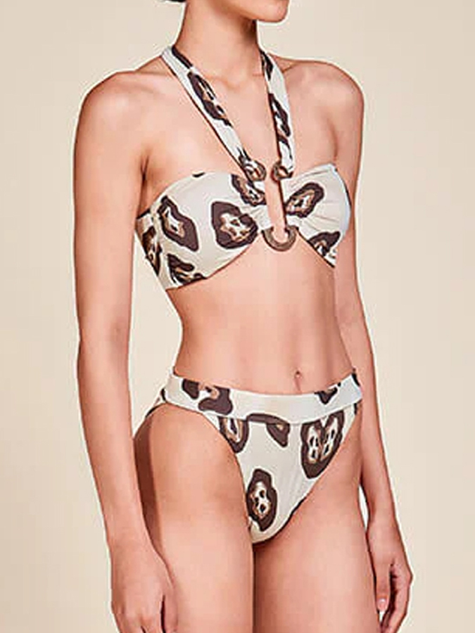 Casual Leopard Print Bikini And Cover Up