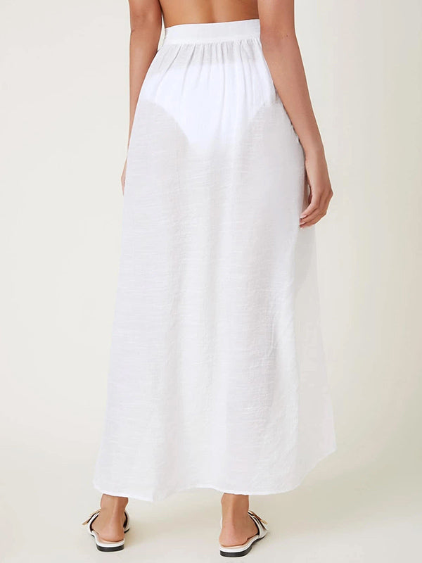 Fashion Split-Side Bandage Solid Color Cover-Up Swimwear