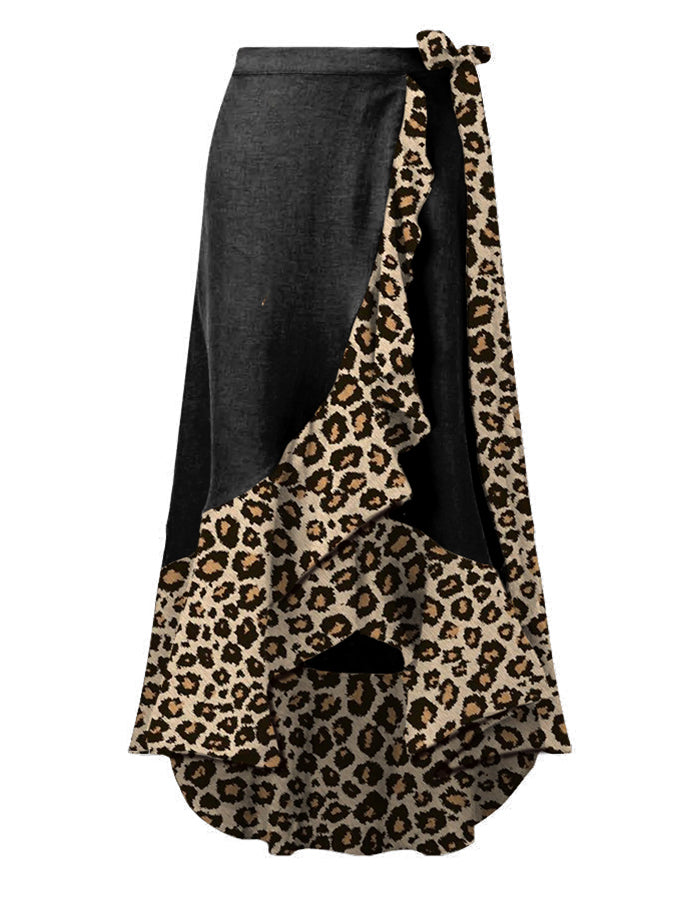 Leopard Gradient Print One Piece Swimsuit and Cover Up