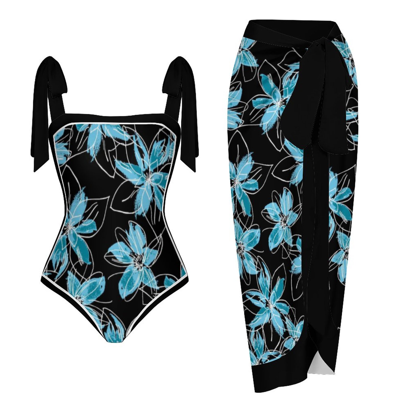 Fashion Printed One Piece Swimsuit And Cover Up 2305104485