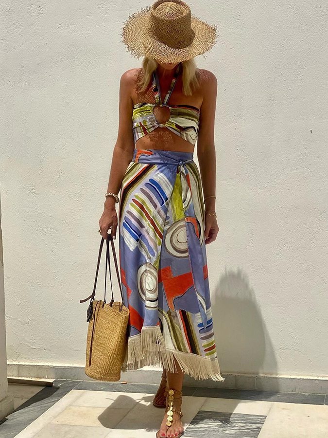 Geometric Print Bikini Sets and Cover Up