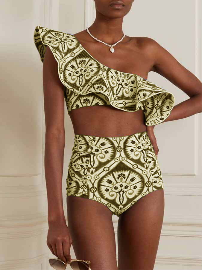 Fashion Ruched Printed Bikini