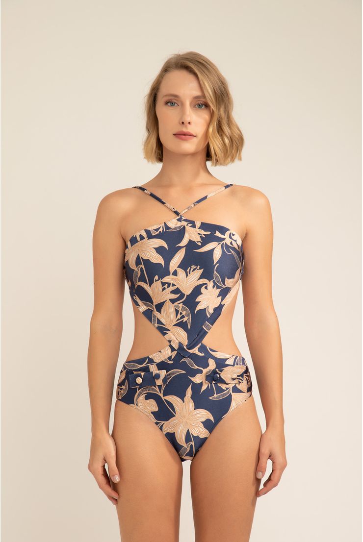 Sexy Cutout Halter One Piece Swimsuit