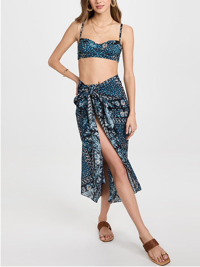 Fashion Vintage Print One Piece Swimsuit and Cover Up